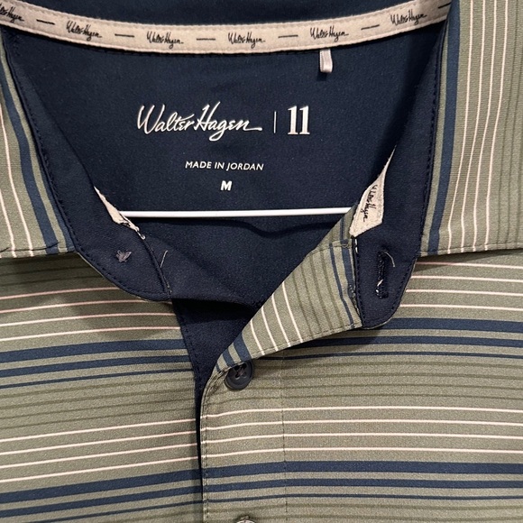 Walter Hagen Green and Blue Striped Polo Shirt - Picture 2 of 3